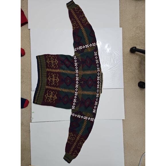 VINTAGE Van Heusen 417 AZTEC South Western Mens Sweater 90s HAND KNITTED - Picture 8 of 8